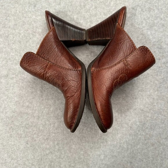Born Crown Womens Mules Brown Leather Clog Heel Size 7M 38 BOC By Born - Picture 5 of 11